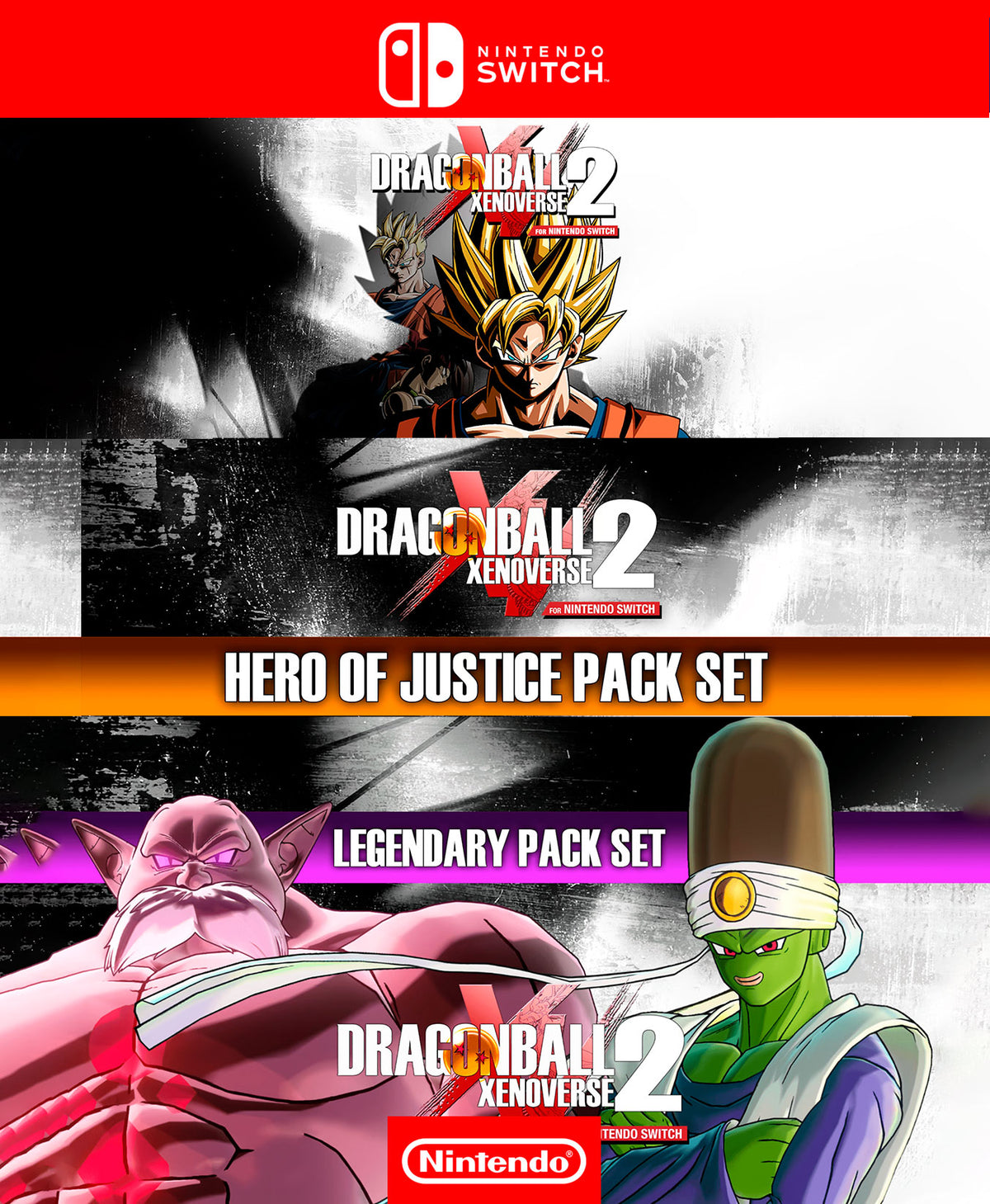 DRAGON BALL XENOVERSE 2 MAS HERO OF JUSTICE PACK SET MAS LEGENDARY PACK SET | Cuenta Nintendo Switch