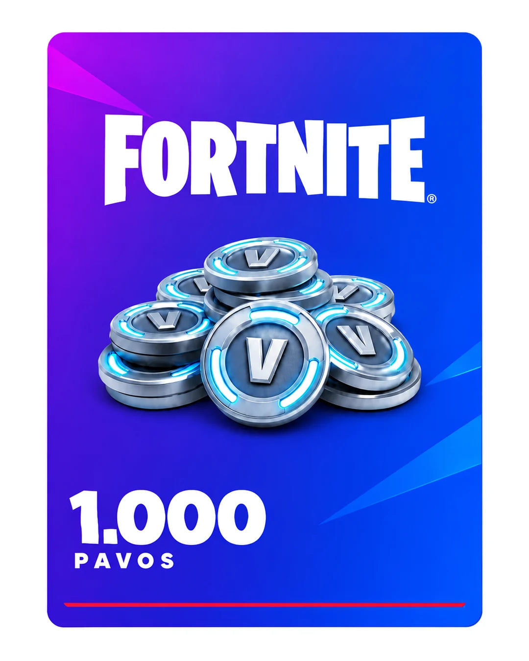 Fortnite 1.000 Pavos, código digital en Virtual Games