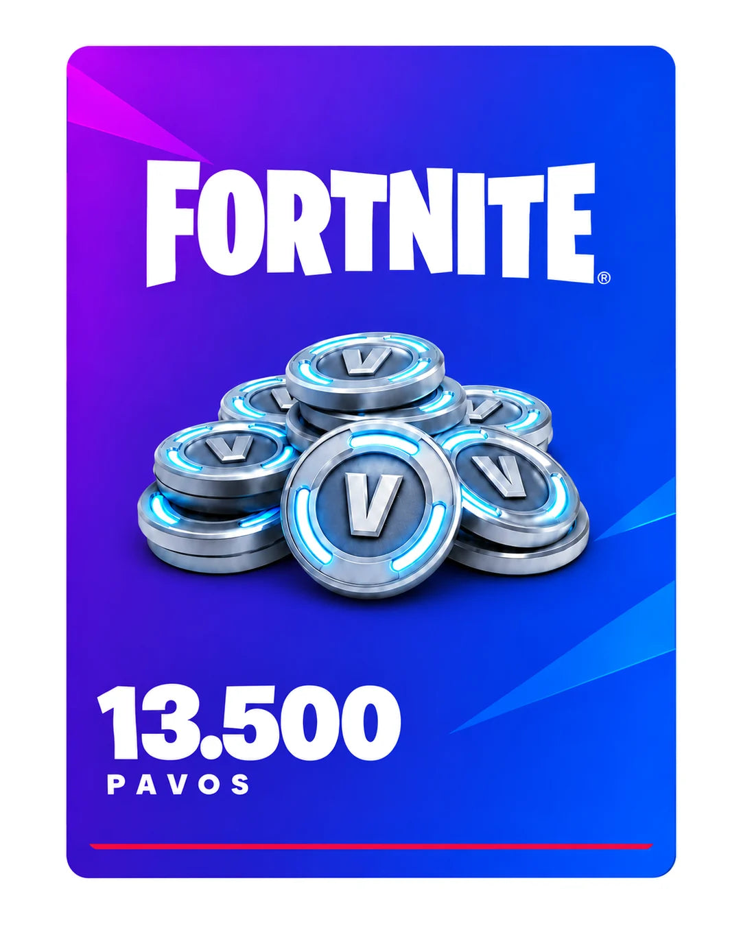 Fortnite 13.500 Pavos, código digital en Virtual Games