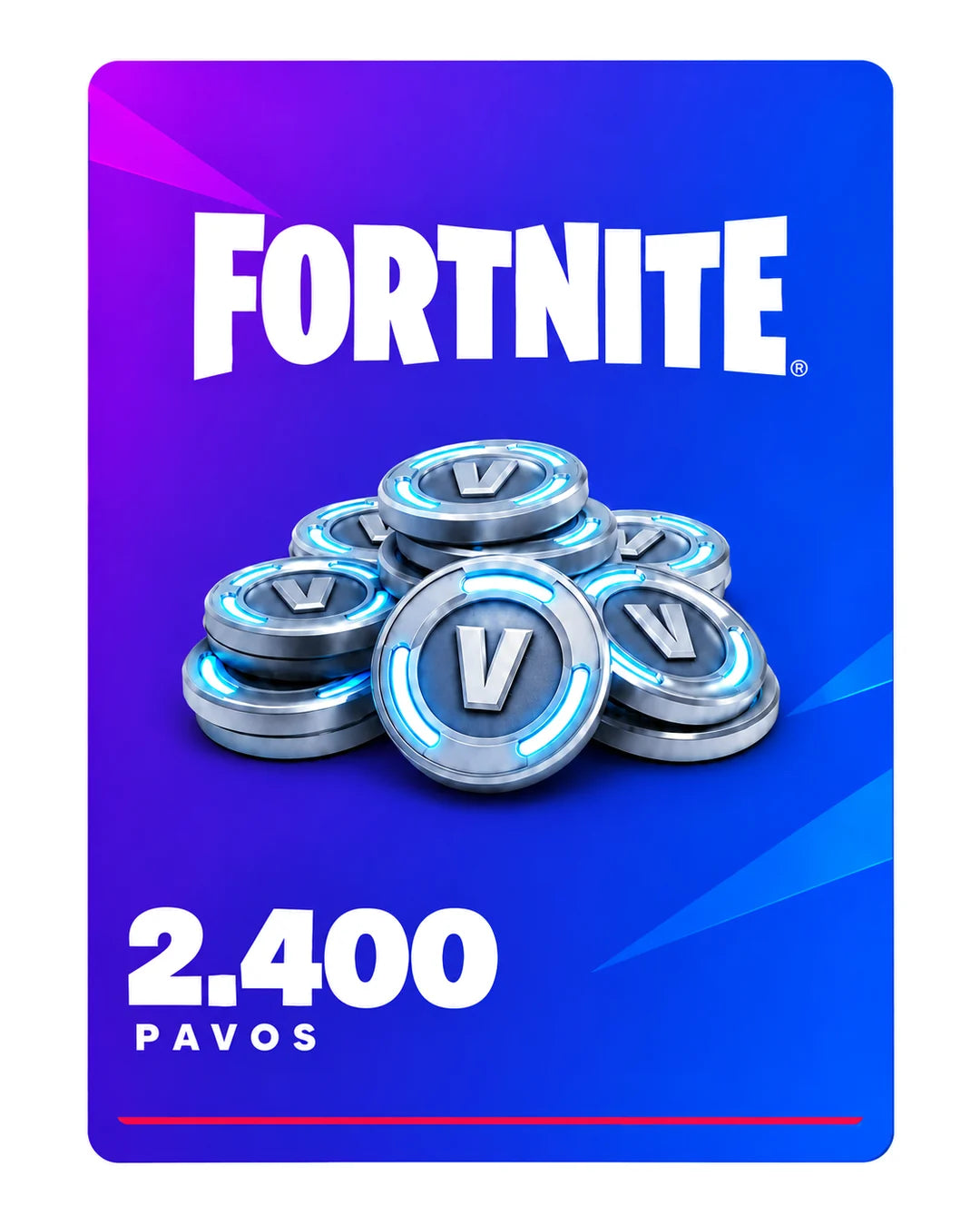 Fortnite 2.400 Pavos, código digital en Virtual Games