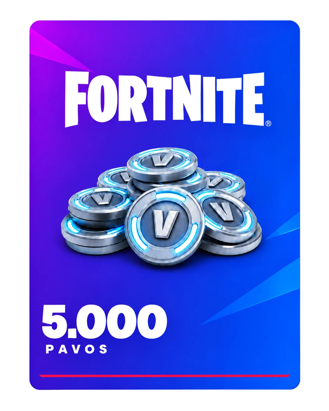 Fortnite 5.000 Pavos, código digital en Virtual Games