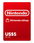 Gift card Nintendo eShop US$5 (EE.UU.), código digital en Virtual Games