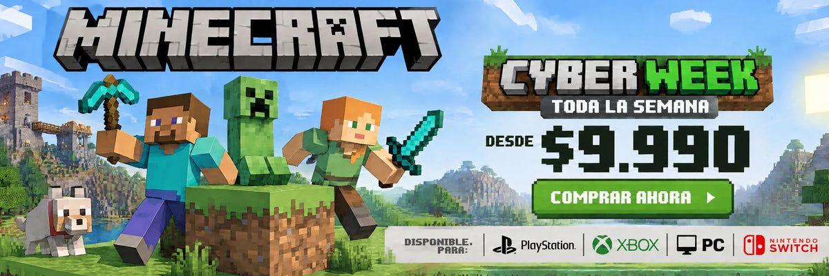 Minecraft en Cyber Week de Virtual Games, desde $9.990 para PlayStation, Xbox, PC y Nintendo Switch